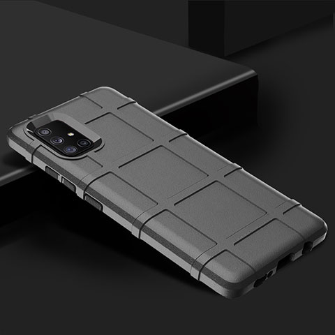 Samsung Galaxy A71 4G A715用360度 フルカバー極薄ソフトケース シリコンケース 耐衝撃 全面保護 バンパー S01 サムスン シルバー