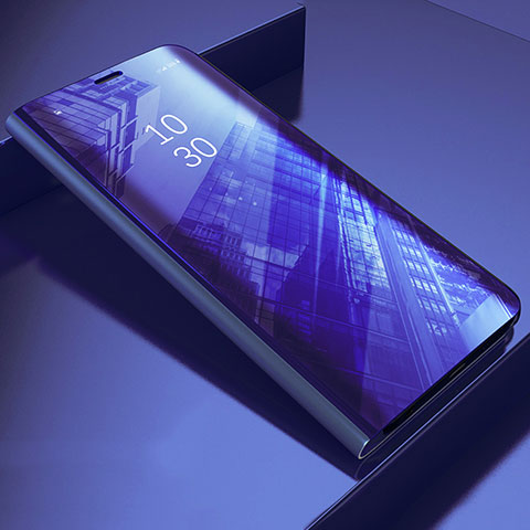 Samsung Galaxy A71 5G用手帳型 レザーケース スタンド 鏡面 カバー L04 サムスン パープル