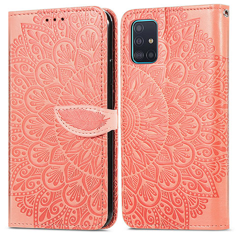 Samsung Galaxy A71 5G用手帳型 レザーケース スタンド パターン カバー S04D サムスン オレンジ