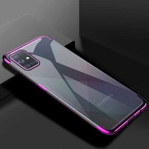 Samsung Galaxy A71 5G用極薄ソフトケース シリコンケース 耐衝撃 全面保護 クリア透明 H01 サムスン パープル