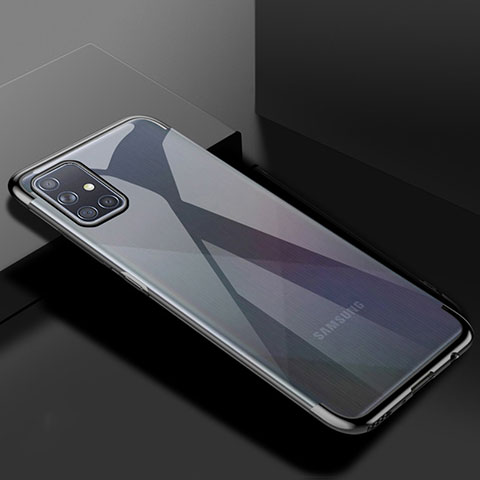 Samsung Galaxy A71 5G用極薄ソフトケース シリコンケース 耐衝撃 全面保護 クリア透明 H01 サムスン ブラック
