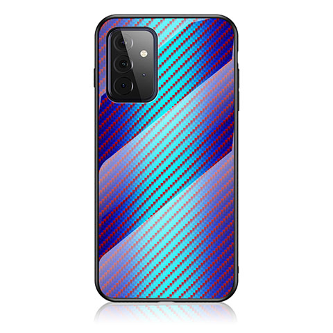 Samsung Galaxy A72 5G用ハイブリットバンパーケース プラスチック 鏡面 虹 グラデーション 勾配色 カバー LS2 サムスン ネイビー