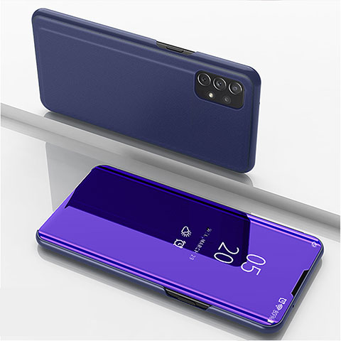 Samsung Galaxy A72 5G用手帳型 レザーケース スタンド 鏡面 カバー サムスン パープル