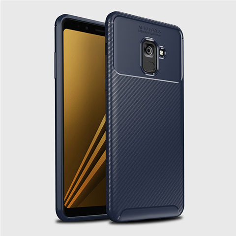 Samsung Galaxy A8+ A8 Plus (2018) A730F用シリコンケース ソフトタッチラバー ツイル カバー S01 サムスン ネイビー