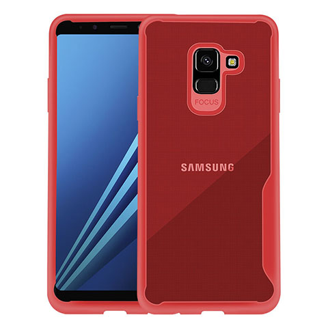 Samsung Galaxy A8+ A8 Plus (2018) A730F用バンパーケース クリア透明 サムスン レッド
