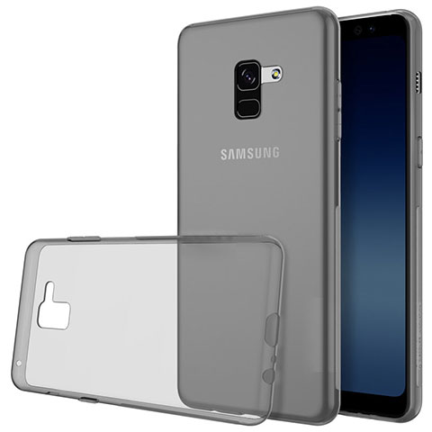 Samsung Galaxy A8+ A8 Plus (2018) Duos A730F用極薄ソフトケース シリコンケース 耐衝撃 全面保護 クリア透明 T02 サムスン グレー
