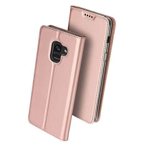 Samsung Galaxy A8+ A8 Plus (2018) Duos A730F用手帳型 レザーケース スタンド サムスン ローズゴールド