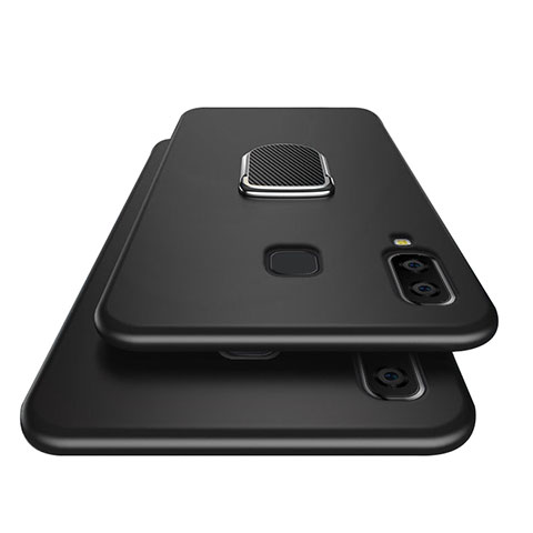 Samsung Galaxy A8 Star用極薄ソフトケース シリコンケース 耐衝撃 全面保護 アンド指輪 マグネット式 サムスン ブラック