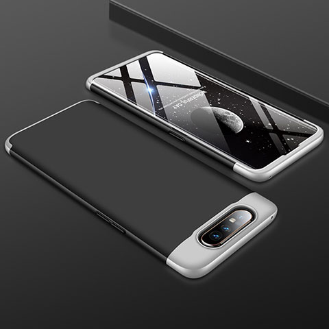 Samsung Galaxy A80用ハードケース プラスチック 質感もマット 前面と背面 360度 フルカバー サムスン シルバー・ブラック