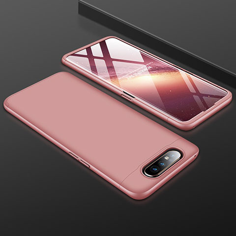 Samsung Galaxy A80用ハードケース プラスチック 質感もマット 前面と背面 360度 フルカバー サムスン ローズゴールド