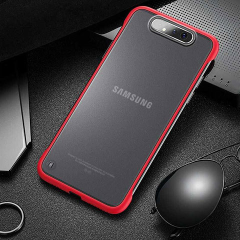 Samsung Galaxy A80用ハードカバー クリスタル クリア透明 S02 サムスン レッド