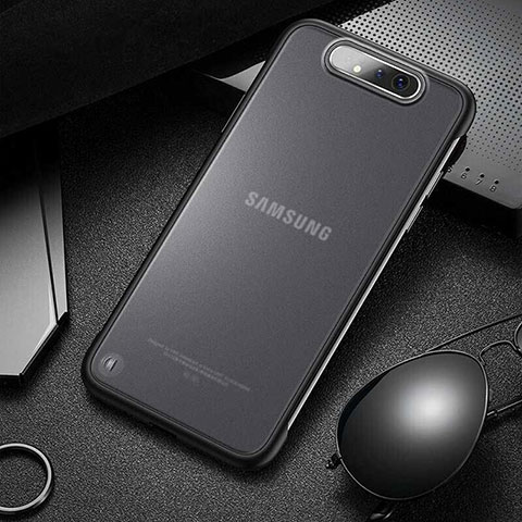 Samsung Galaxy A80用ハードカバー クリスタル クリア透明 S02 サムスン ブラック