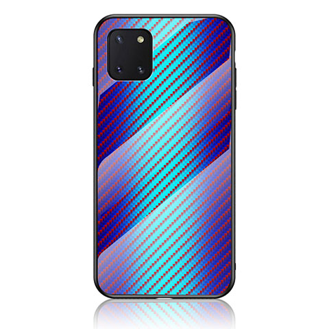 Samsung Galaxy A81用ハイブリットバンパーケース プラスチック 鏡面 虹 グラデーション 勾配色 カバー LS2 サムスン ネイビー