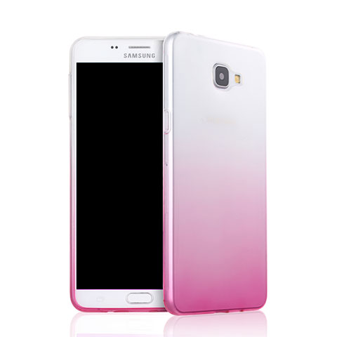 Samsung Galaxy A9 (2016) A9000用極薄ソフトケース グラデーション 勾配色 クリア透明 サムスン ピンク