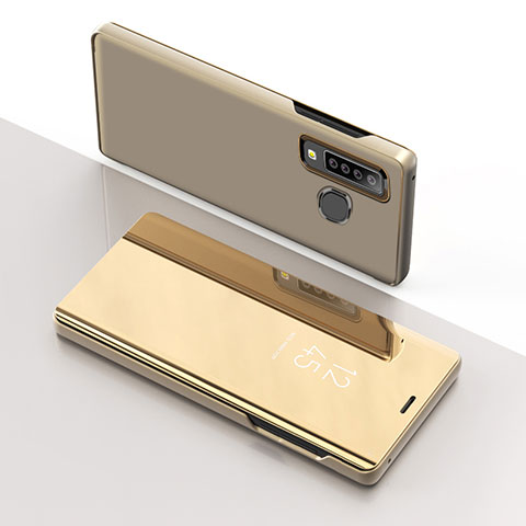 Samsung Galaxy A9 (2018) A920用手帳型 レザーケース スタンド 鏡面 カバー L01 サムスン ゴールド