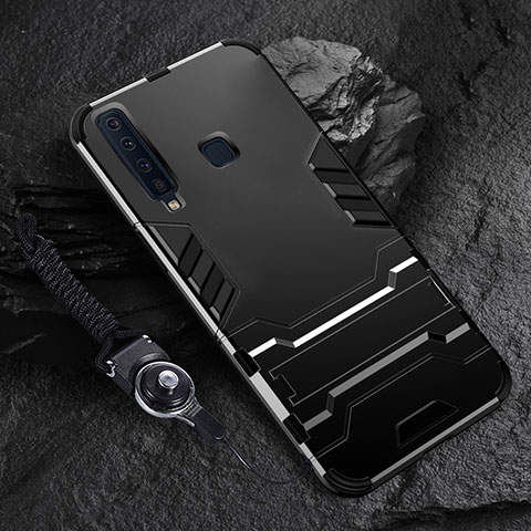 Samsung Galaxy A9 (2018) A920用ハイブリットバンパーケース スタンド プラスチック 兼シリコーン カバー サムスン ブラック