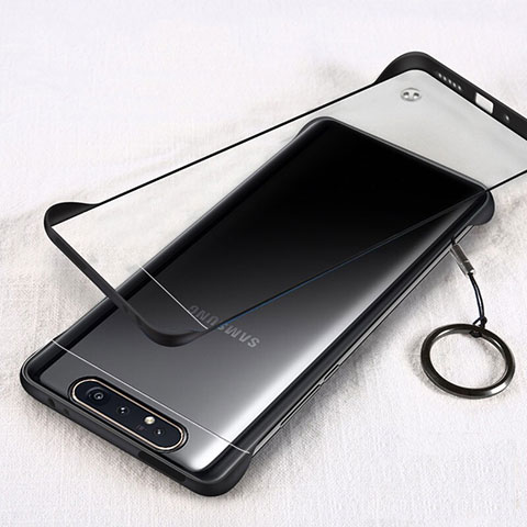 Samsung Galaxy A90 4G用ハードカバー クリスタル クリア透明 S01 サムスン ブラック