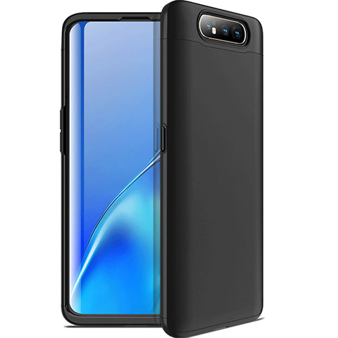 Samsung Galaxy A90 4G用ハードケース プラスチック 質感もマット 前面と背面 360度 フルカバー C01 サムスン ブラック