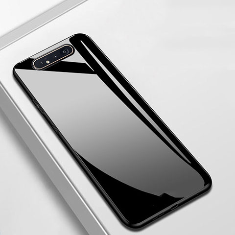 Samsung Galaxy A90 4G用ハイブリットバンパーケース プラスチック 鏡面 カバー T02 サムスン ブラック