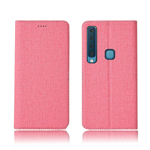 Samsung Galaxy A9s用手帳型 布 スタンド カバー サムスン ピンク