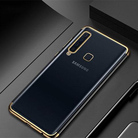 Samsung Galaxy A9s用極薄ソフトケース シリコンケース 耐衝撃 全面保護 クリア透明 H02 サムスン ゴールド