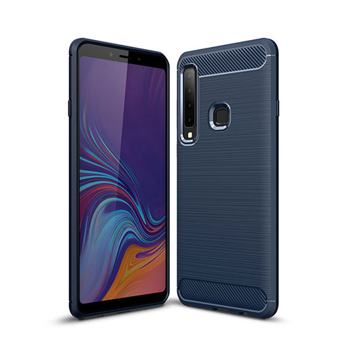 Samsung Galaxy A9s用シリコンケース ソフトタッチラバー ライン カバー サムスン ネイビー