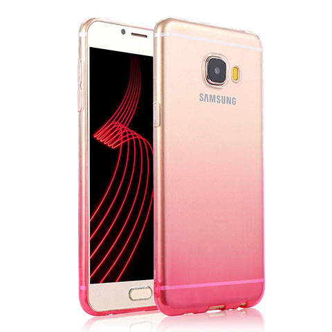 Samsung Galaxy C5 Pro C5010用極薄ソフトケース グラデーション 勾配色 クリア透明 T04 サムスン ピンク