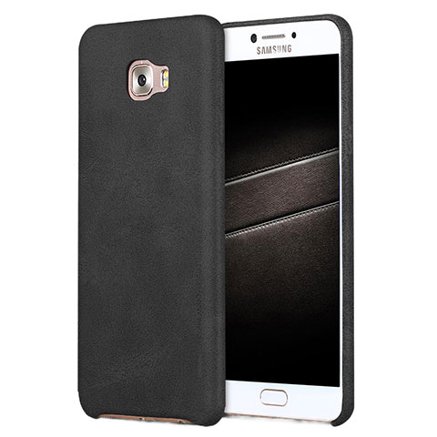 Samsung Galaxy C5 Pro C5010用ケース 高級感 手触り良いレザー柄 L01 サムスン ブラック
