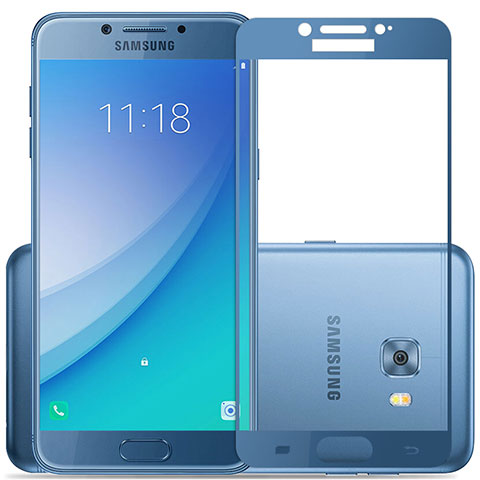 Samsung Galaxy C5 Pro C5010用強化ガラス フル液晶保護フィルム サムスン ネイビー