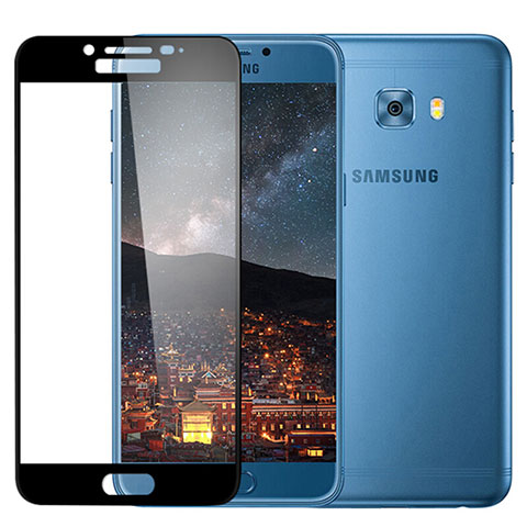 Samsung Galaxy C5 Pro C5010用強化ガラス フル液晶保護フィルム F02 サムスン ブラック