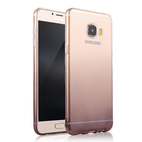Samsung Galaxy C5 SM-C5000用極薄ソフトケース グラデーション 勾配色 クリア透明 サムスン グレー