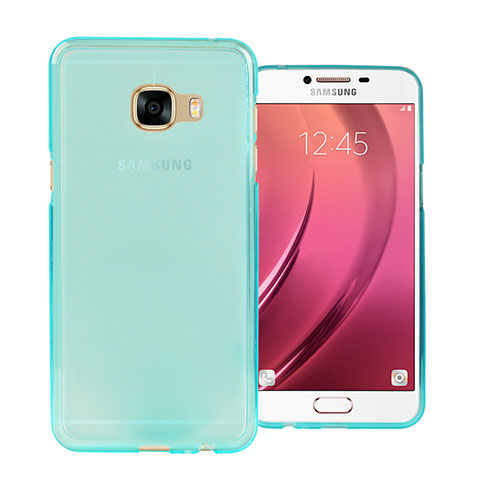 Samsung Galaxy C5 SM-C5000用極薄ソフトケース シリコンケース 耐衝撃 全面保護 クリア透明 サムスン ネイビー