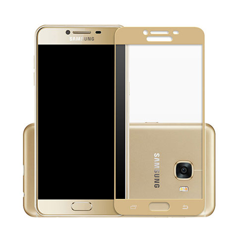 Samsung Galaxy C5 SM-C5000用強化ガラス フル液晶保護フィルム サムスン ゴールド