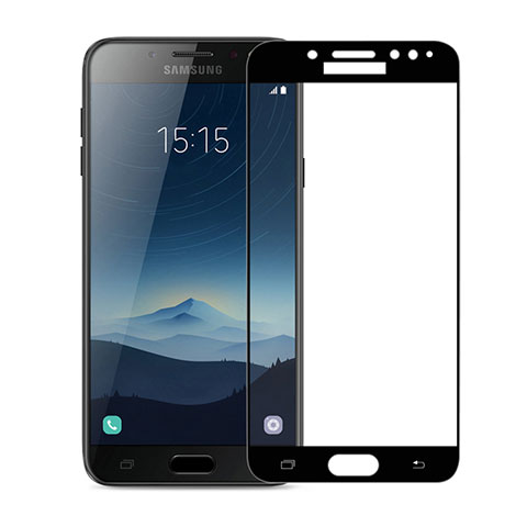 Samsung Galaxy C7 (2017)用強化ガラス フル液晶保護フィルム サムスン ブラック