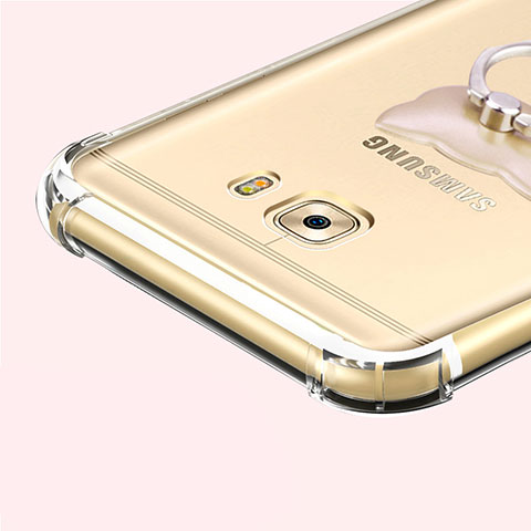 Samsung Galaxy C7 Pro C7010用極薄ソフトケース シリコンケース 耐衝撃 全面保護 クリア透明 T05 サムスン グレー