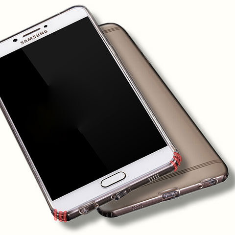 Samsung Galaxy C7 Pro C7010用極薄ソフトケース シリコンケース 耐衝撃 全面保護 クリア透明 T06 サムスン グレー