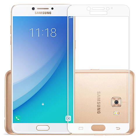 Samsung Galaxy C7 Pro C7010用強化ガラス フル液晶保護フィルム サムスン ホワイト
