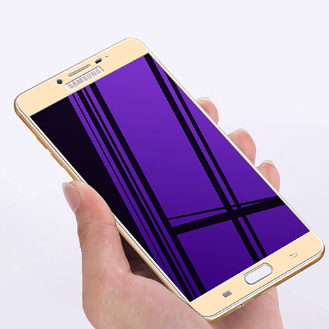 Samsung Galaxy C7 SM-C7000用強化ガラス フル液晶保護フィルム F05 サムスン ゴールド
