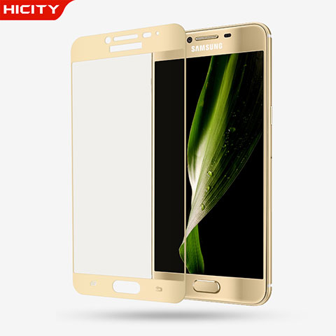 Samsung Galaxy C7 SM-C7000用強化ガラス フル液晶保護フィルム F03 サムスン ゴールド