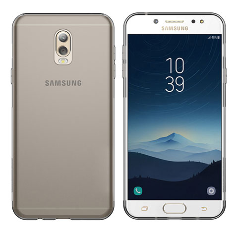 Samsung Galaxy C8 C710F用極薄ソフトケース シリコンケース 耐衝撃 全面保護 クリア透明 T03 サムスン グレー