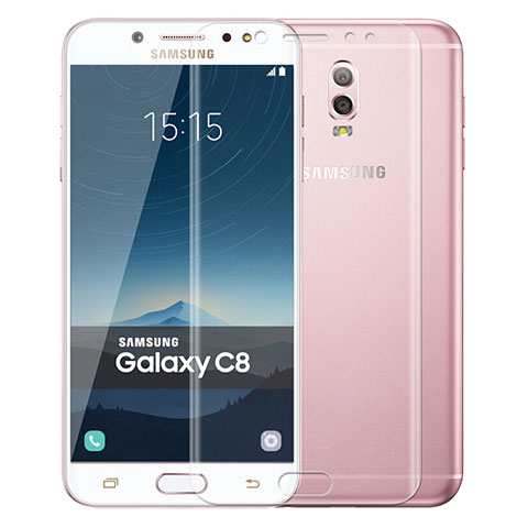 Samsung Galaxy C8 C710F用強化ガラス 液晶保護フィルム T01 サムスン クリア