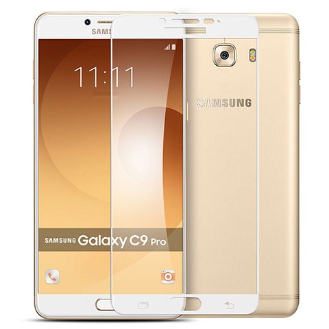 Samsung Galaxy C9 Pro C9000用強化ガラス フル液晶保護フィルム サムスン ホワイト