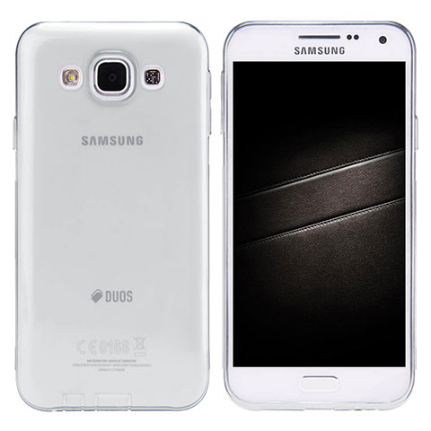 Samsung Galaxy E5 SM-E500F E500H用極薄ソフトケース シリコンケース 耐衝撃 全面保護 クリア透明 カバー サムスン グレー