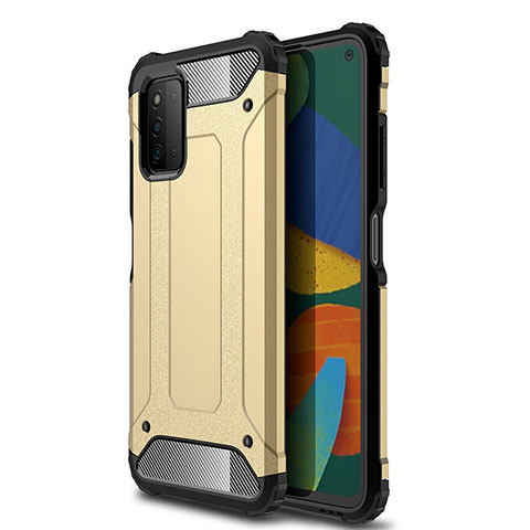 Samsung Galaxy F52 5G用ハイブリットバンパーケース プラスチック 兼シリコーン カバー WL1 サムスン ゴールド