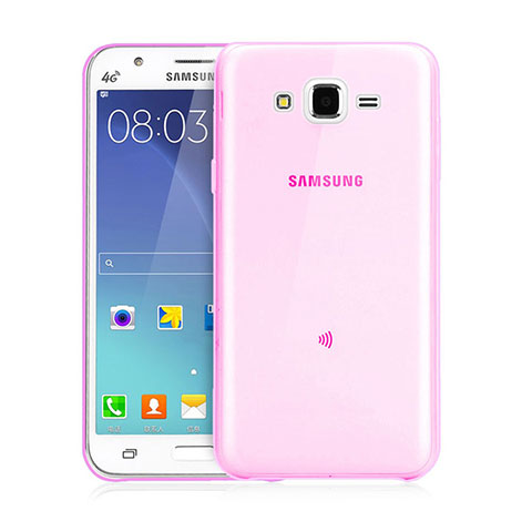Samsung Galaxy J3用極薄ソフトケース シリコンケース 耐衝撃 全面保護 クリア透明 サムスン ピンク
