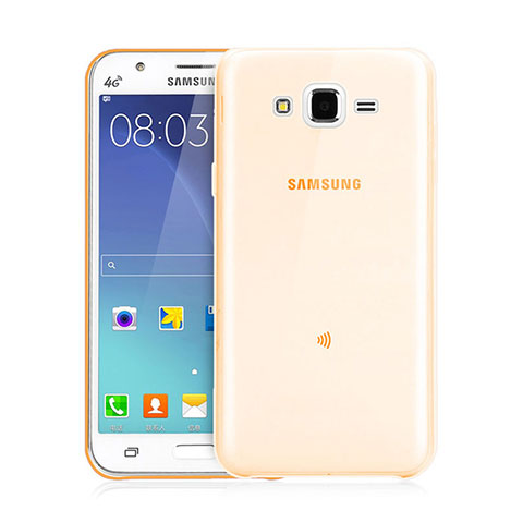 Samsung Galaxy J3用極薄ソフトケース シリコンケース 耐衝撃 全面保護 クリア透明 サムスン ゴールド