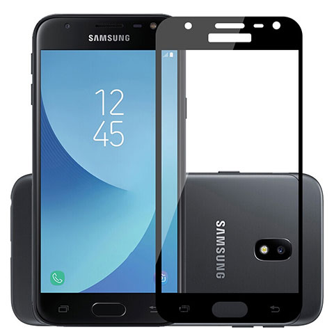 Samsung Galaxy J3 Pro (2017)用強化ガラス フル液晶保護フィルム サムスン ブラック