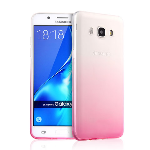 Samsung Galaxy J5 Duos (2016)用極薄ソフトケース グラデーション 勾配色 クリア透明 サムスン ピンク