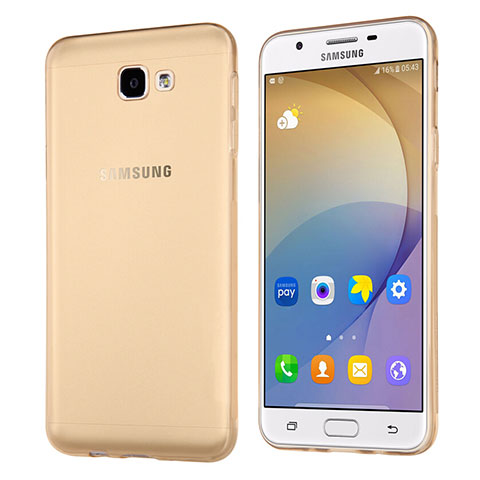 Samsung Galaxy J5 Prime G570F用極薄ソフトケース シリコンケース 耐衝撃 全面保護 クリア透明 サムスン ゴールド