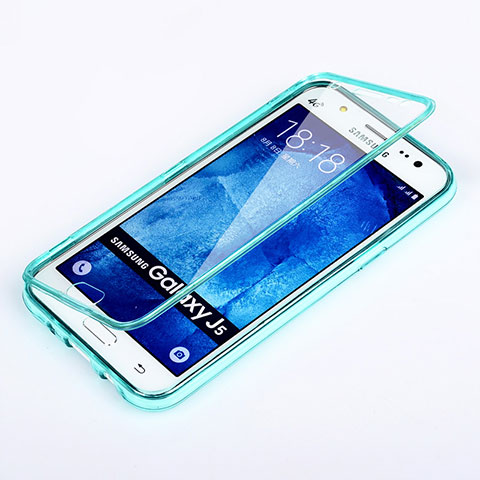 Samsung Galaxy J5 SM-J500F用ソフトケース フルカバー クリア透明 サムスン ブルー
